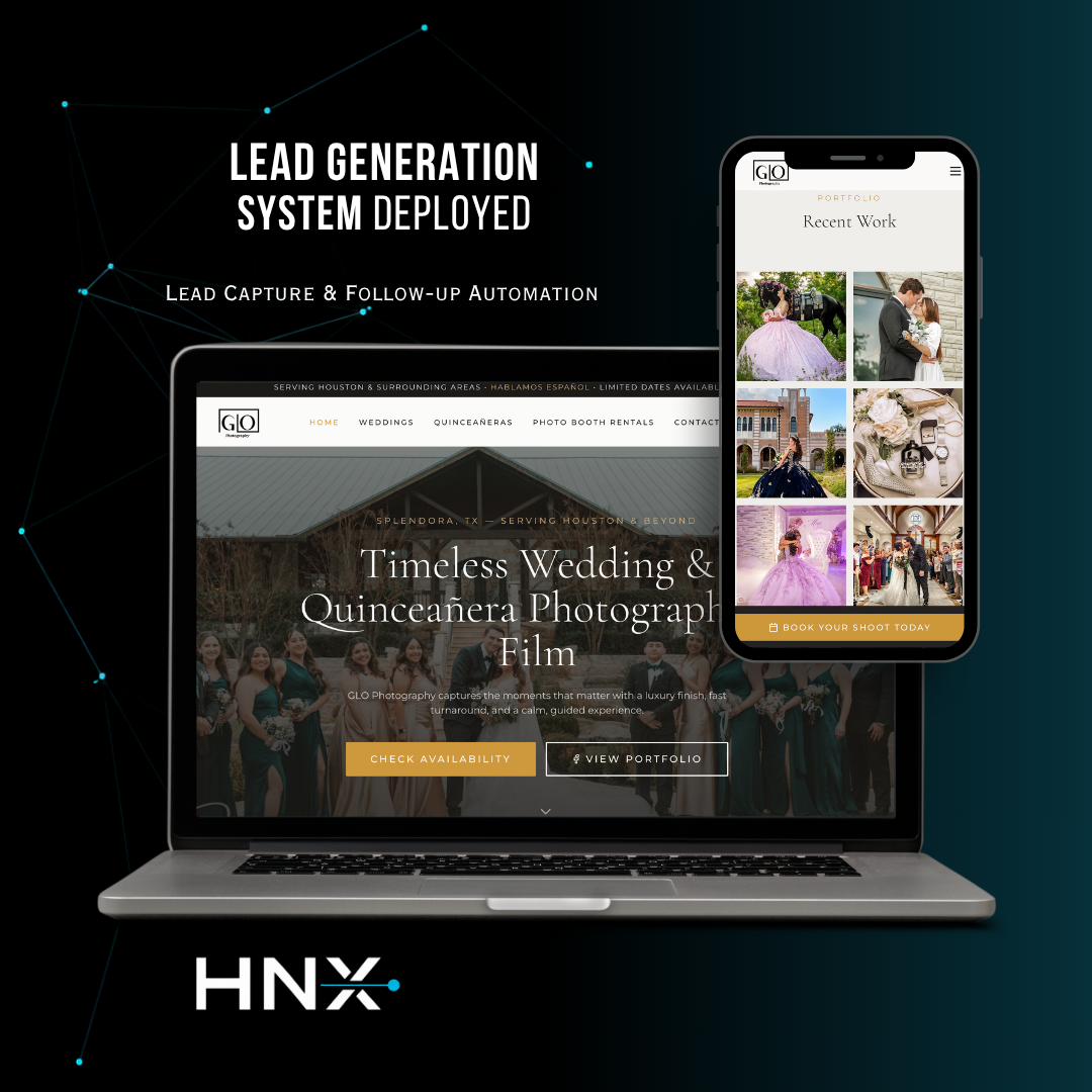 Lead generation website design for a Houston photography business